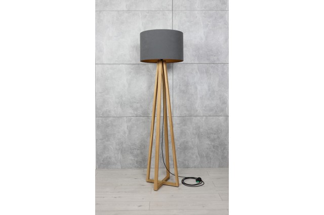 Lampa stojąca podłogowa z drewna litego