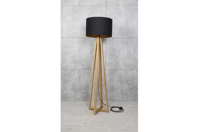 Lampa stojąca podłogowa z drewna litego